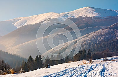 Wonderful winter landscape in mountains Stock Photo