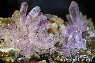 Beautiful natural shimmering violet crystals Stock Photo