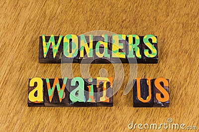 Wonders await us adventure journey excitement Stock Photo