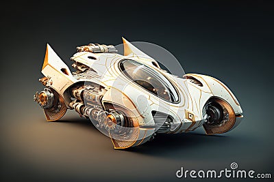 Wondrous futuristic small sci-fi space racer with engine for space racing. Stock Photo