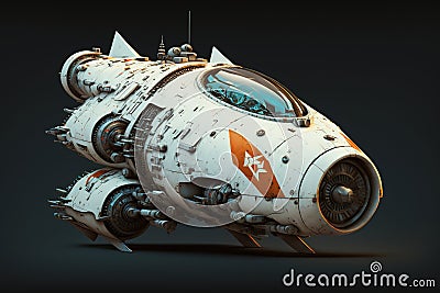 Wondrous futuristic small sci-fi space racer with engine for space racing. Stock Photo