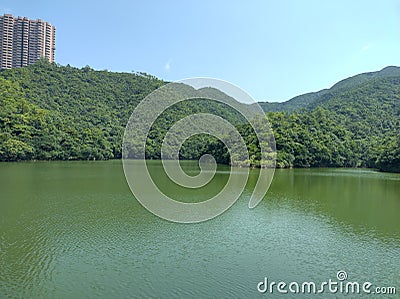 Wong Nai Chung reservoir park nice view Irrigation in Hong Kong Stock Photo