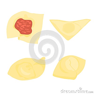 Wontons. Dumplings. Vector Illustration