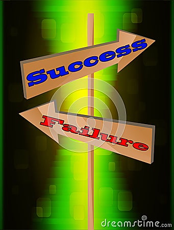 Wood arrows success and failure Vector Illustration