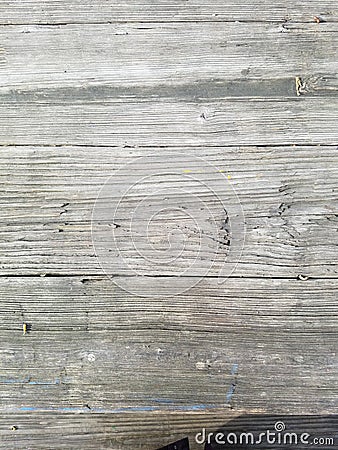 Wood background texture, closeup of table outdoors. Planks in horizontal alignment. Surface has several large sections. Stock Photo