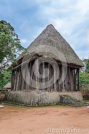 Wood and bamboo temple called Achum at traditional Fon`s palace in Bafut, Cameroon, Africa Stock Photo
