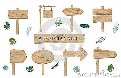 Wood banner collection of safari.Editable vector illustration for birthday invitation,postcard and sticker Vector Illustration