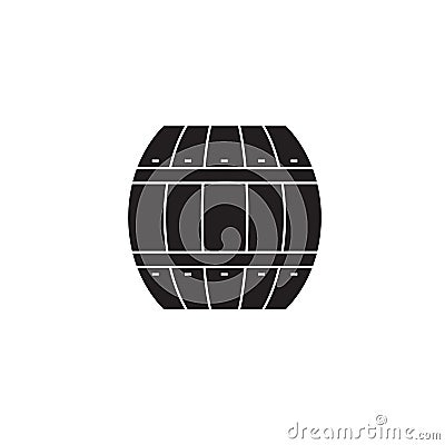 Wood barrel black vector concept icon. Wood barrel flat illustration, sign Vector Illustration