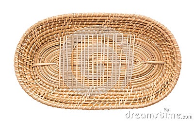 Wood basket wicker wooden in handmade top view Stock Photo