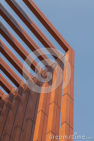 Wood battens slat of the building Stock Photo