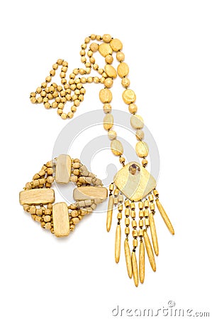 Wood beads with bracelet Stock Photo
