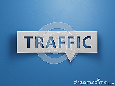 Wood block cube shape put the front computer keyboard with word TRAFFIC. Stock Photo