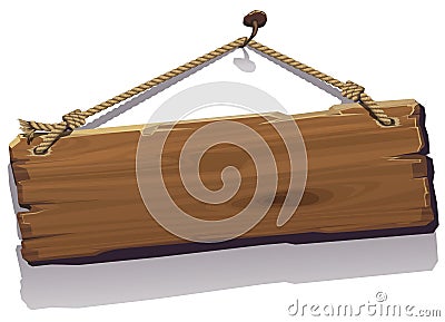 Wood board on the rope Vector Illustration