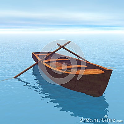 Wood boat - 3D render Stock Photo