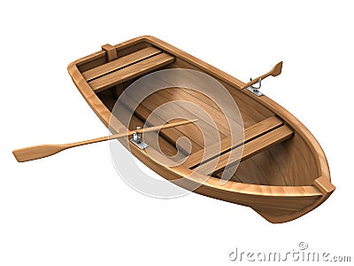 Wood Boat Isolated On White Stock Image - Image: 12538001