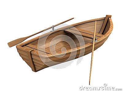 Wood boat isolated on white Stock Photo