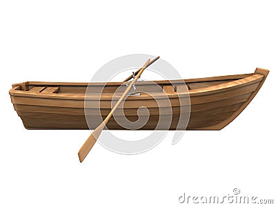 Wood boat isolated on white Stock Photo