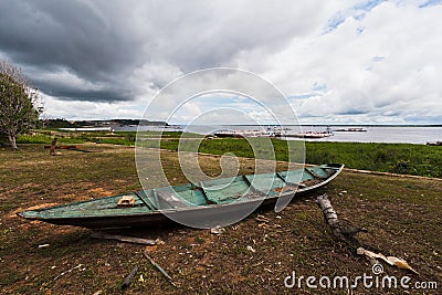 Wood Boat in Manaus Stock Photo