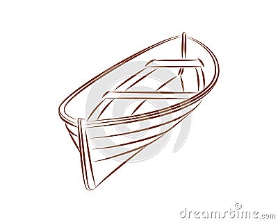 Wood boat vector line Vector Illustration