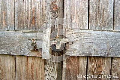 Wood bolt on a wooden door Stock Photo