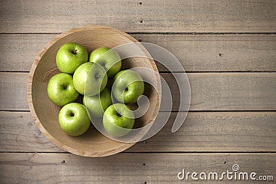 Wood Bowl Apples Background Stock Photo