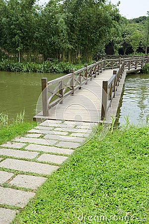 Wood bridge Stock Photo