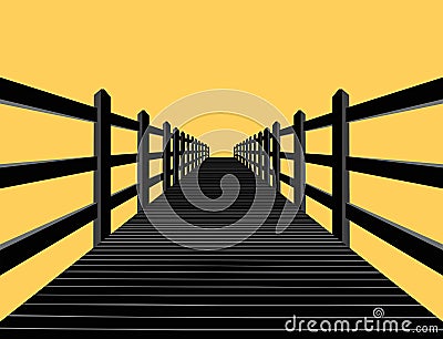 Wood Bridge Silhouette Vector Illustration