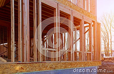 New residential construction house framing home Stock Photo