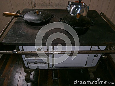Wood burning stove - old stove Stock Photo