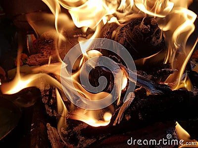 Wood burning & x28;close fire photo& x29; Stock Photo