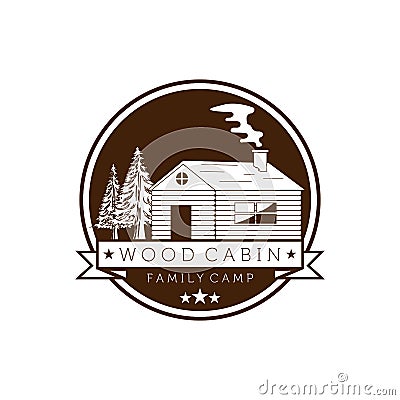 wood cabin logo vector illustration design, cottage logo design Vector Illustration