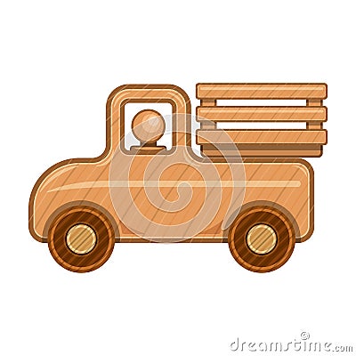 Wood car vector icon.Cartoon vector icon isolated on white background wood car. Vector Illustration