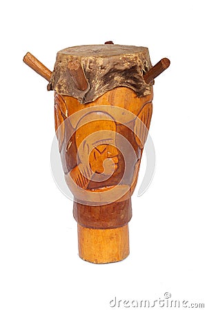 Wood Carved African Hand Drum Stock Photo