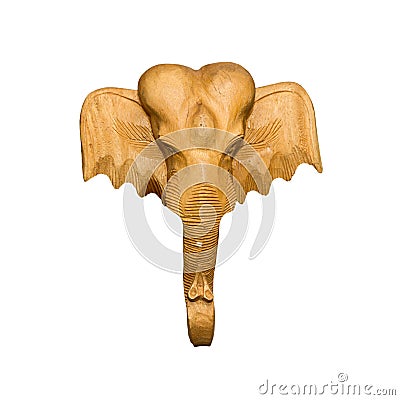 Wood carved elephant head Stock Photo