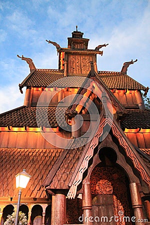 Viking building in Scandinavian pavilion at World Showcase Editorial Stock Photo