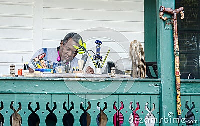 Wood Carver - Key West, Florida Editorial Stock Photo