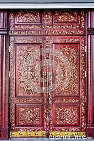 Wood carving door. Stock Photo