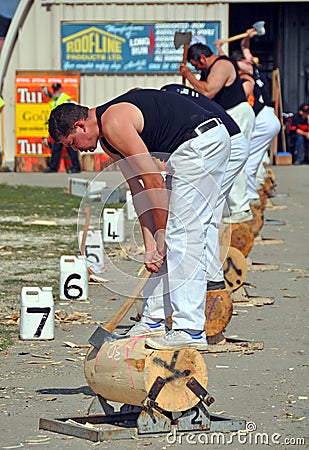 Wood Chopping at the 2012 Canterbury A&P Show Editorial Stock Photo