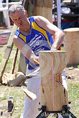Wood chopping at the Cambera Country Show Editorial Stock Photo