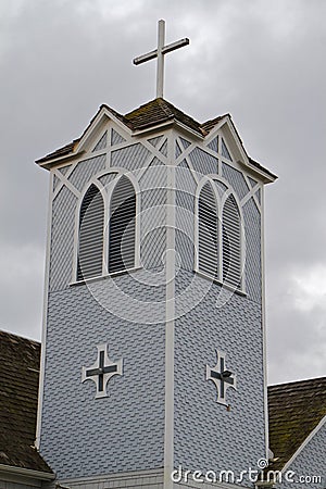 Wood Church tower Stock Photo