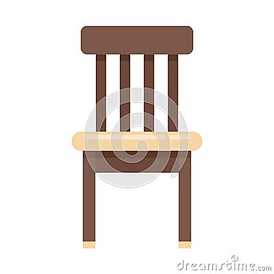 Wood classic chair icon flat isolated vector Vector Illustration