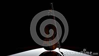 Wood classic realistic violin. Isolated on black background. 3D rendering. Stock Photo