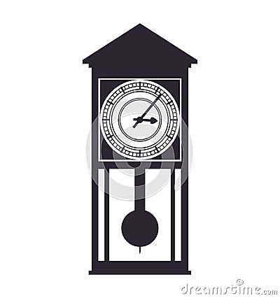 Wood clock house time traditional icon. Vector graphic Vector Illustration