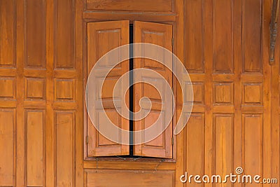 Wood Close window and wood wall thai style house Stock Photo