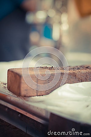 Wood for coffee knock Stock Photo