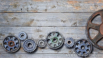 Wood Cogs Technology Industry Business Background Stock Photo