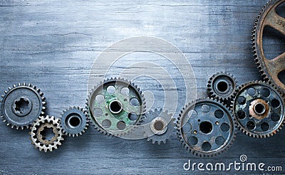 Wood Cogs Technology Rustic Business Background Stock Photo