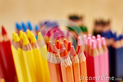 Wood color pencils Stock Photo