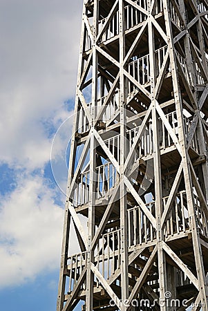 Wood construction tower Stock Photo
