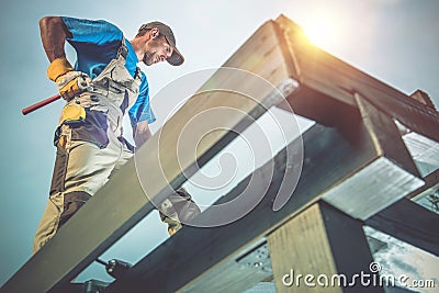 Wood Construction Works Stock Photo
